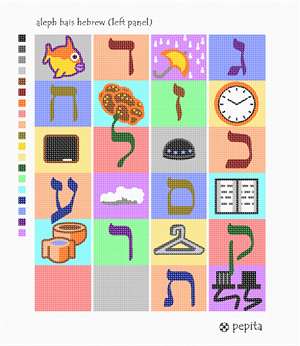Needlepoint: Aleph Bais Hebrew (Two Canvases)