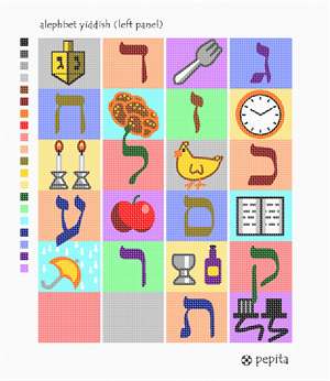 Needlepoint: Alephbet Yiddish (Two Canvases)