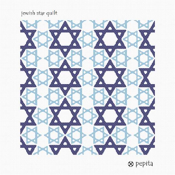 Needlepoint Canvas Jewish Star Quilt