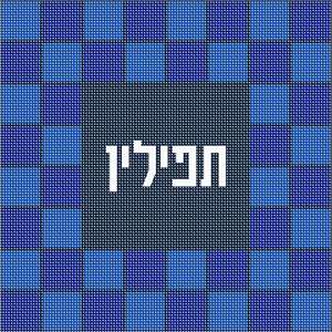 Tefillin bag with a background pattern of alternating blue squares. Tefillin are gifted to a Jewish boy upon his bar mitzvah when he turns thirteen. He is taught how to perfom this holy Mitzvah properly before his birthday.You stitch the front. After it is completely stitched, it is sent to a professional finisher who adds a lining, back, and matching zipper.
