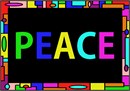 Peace in colorful artistic geometric.  Everyone needs a peace sign or symbol hanging on the walls of their houses. We need a daily reminder of how important it is to live peacefully and in harmony with one another.