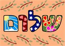 The Hebrew word Shalom, filled in with various patterns.