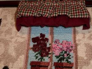 From "Guest Bedroom": detail of window, valance, potted plants.
